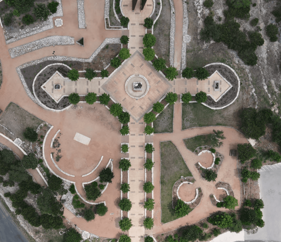 An aerial image of the TCKFSG Prayer Circles.