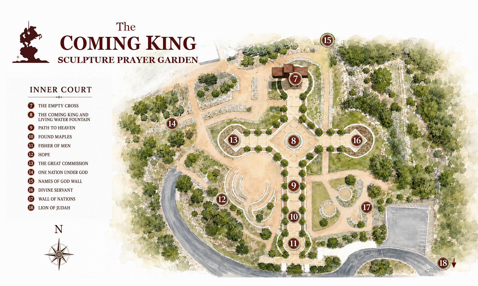 Interactive map of the Inner Court at The Coming King Sculpture Prayer Garden